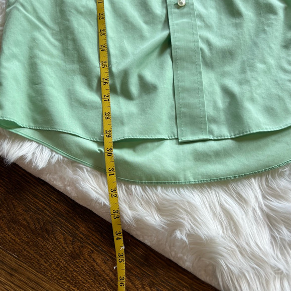 Stafford Mens The Super Dress Shirt Green Classic Fit Collared Pocket 15 34/35 - Picture 4 of 6